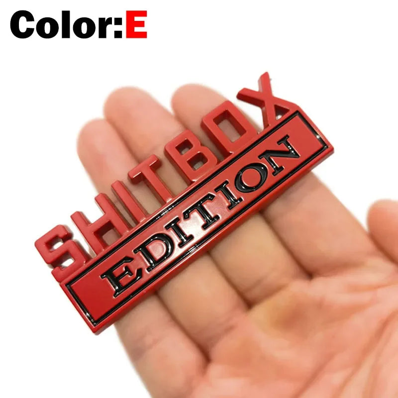 SH*TBOX EDITION Chrome Metal Emblem Badge