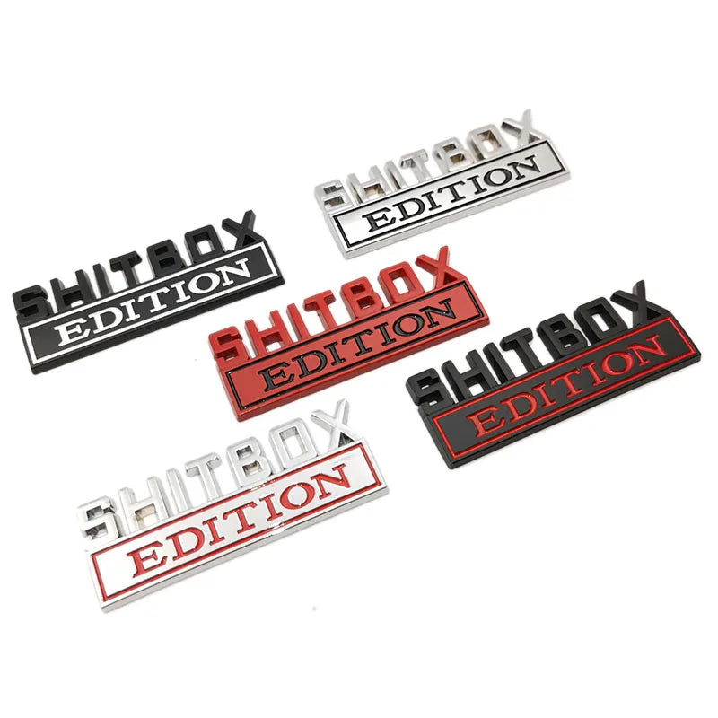 SH*TBOX EDITION Chrome Metal Emblem Badge