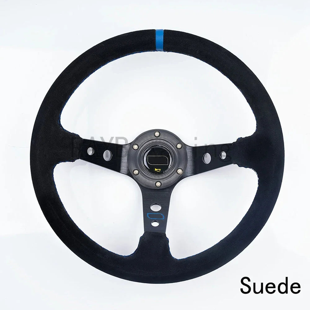 14 inch Suede/PVC/PU Racing Steering Wheel