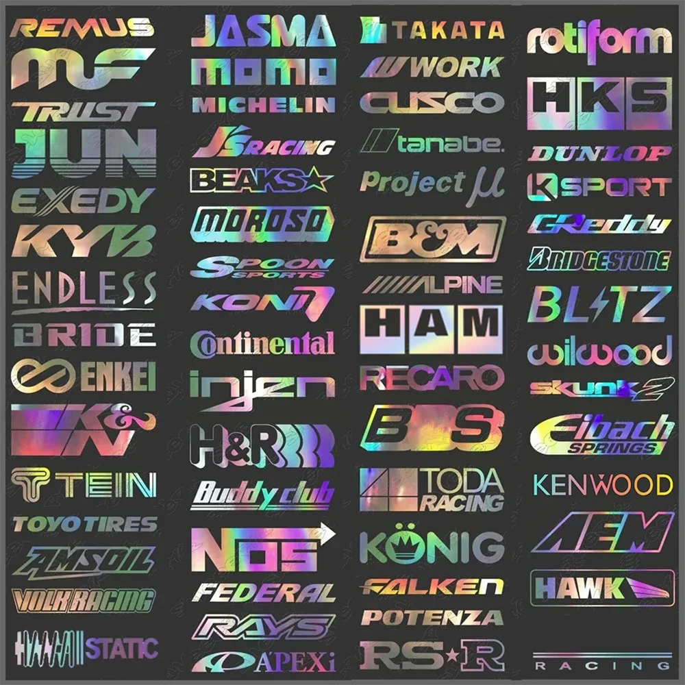 Racing Sponsor Style Reflective Sticker Set (15pcs)