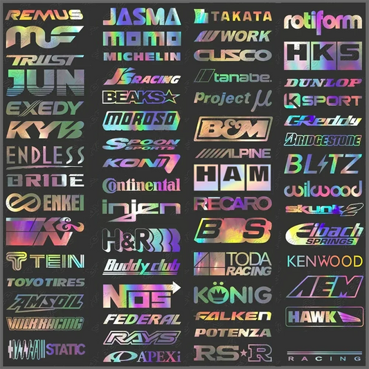 Racing Sponsor Style Reflective Sticker Set (15pcs)