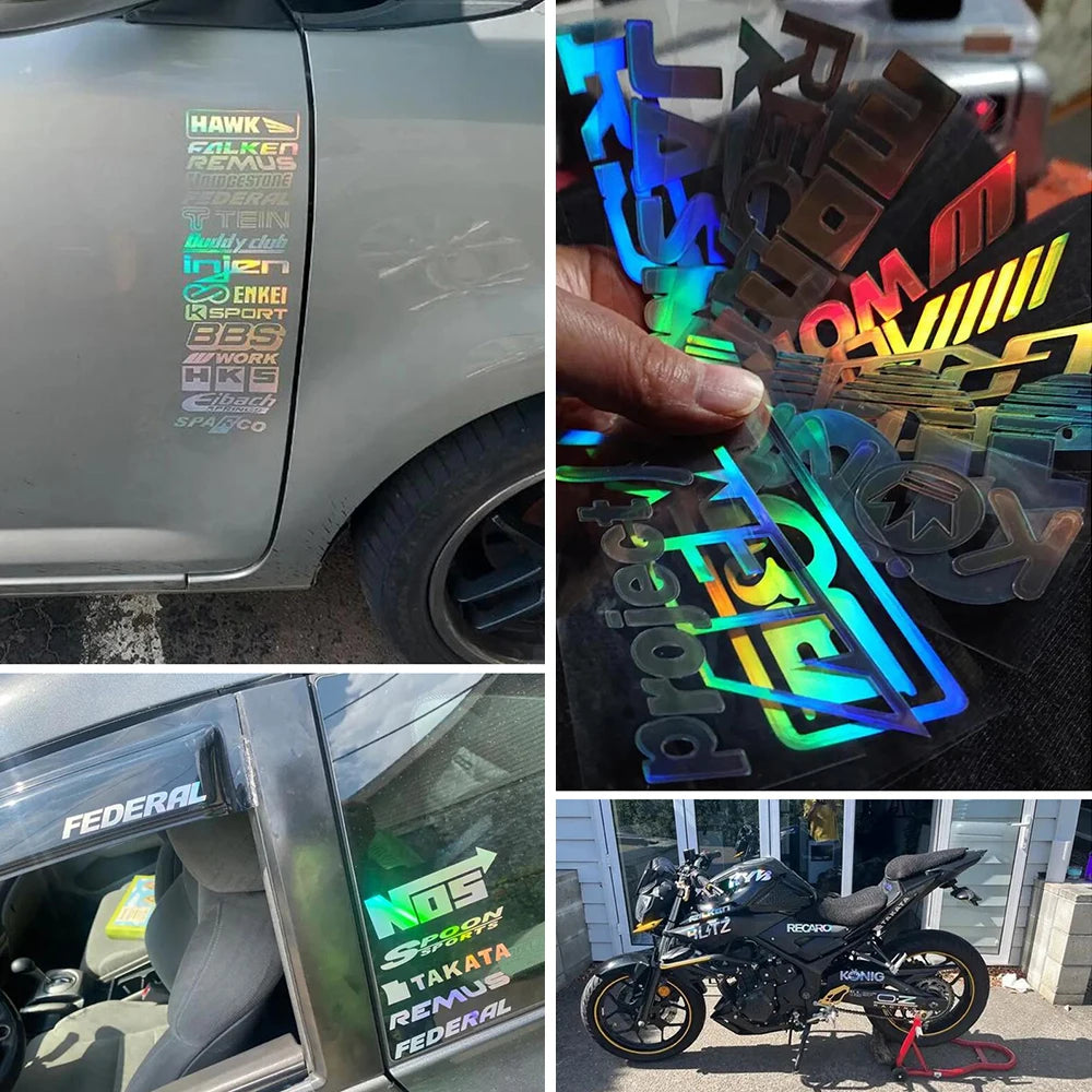 Racing Sponsor Style Reflective Sticker Set (15pcs)