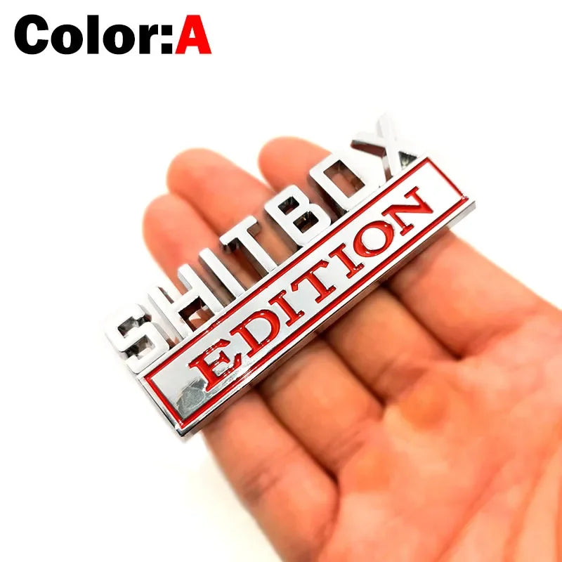 SH*TBOX EDITION Chrome Metal Emblem Badge
