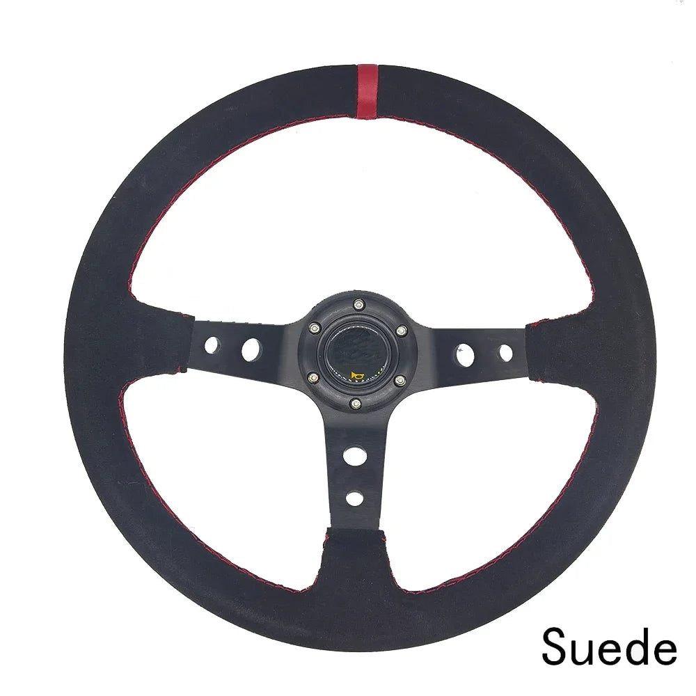 14 inch Suede/PVC/PU Racing Steering Wheel