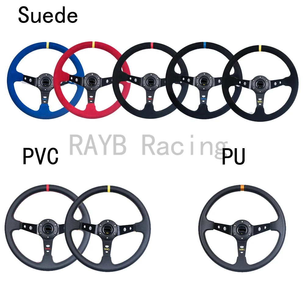 14 inch Suede/PVC/PU Racing Steering Wheel