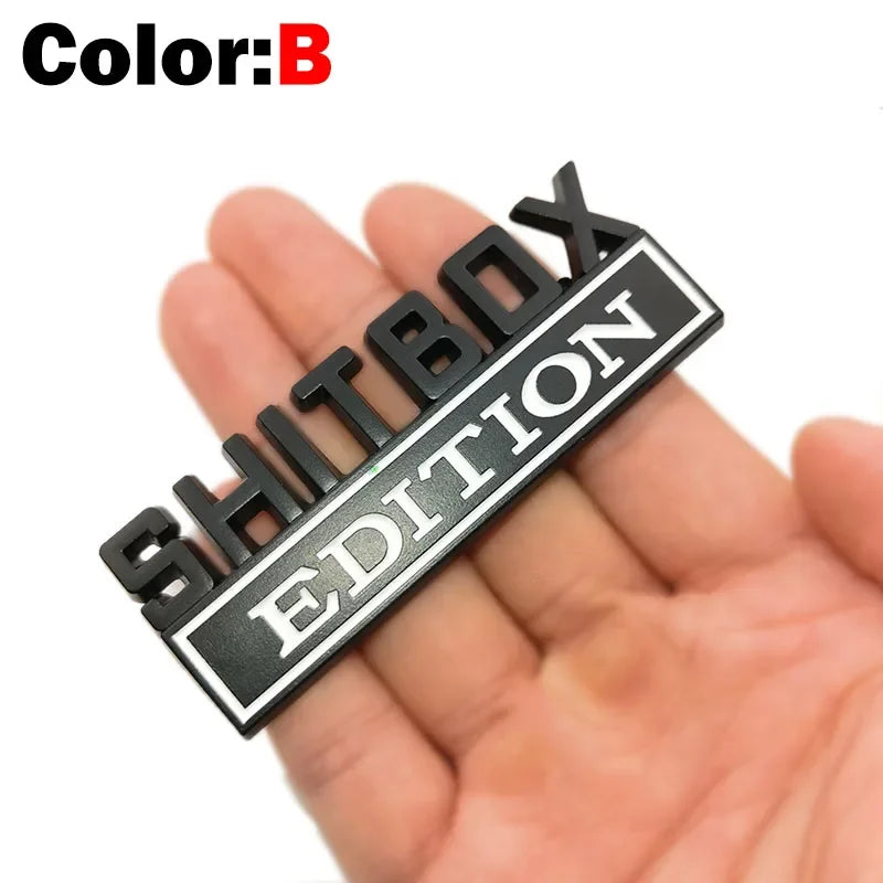 SH*TBOX EDITION Chrome Metal Emblem Badge
