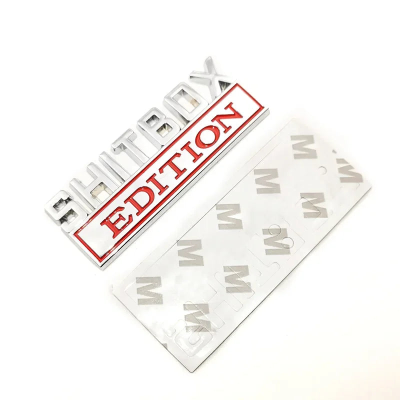 SH*TBOX EDITION Chrome Metal Emblem Badge