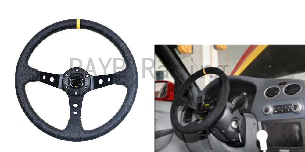 14 inch Suede/PVC/PU Racing Steering Wheel