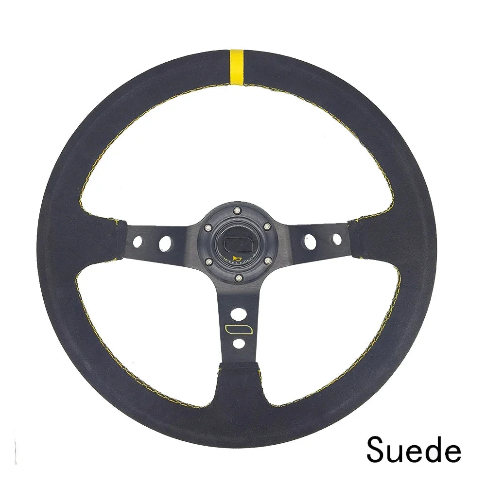 14 inch Suede/PVC/PU Racing Steering Wheel