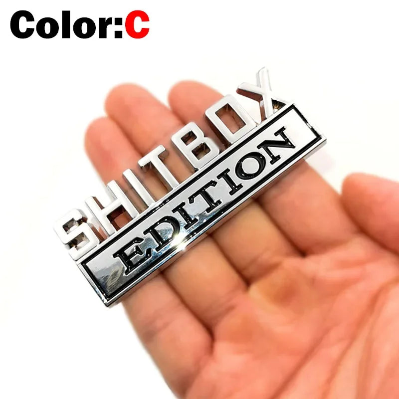 SH*TBOX EDITION Chrome Metal Emblem Badge
