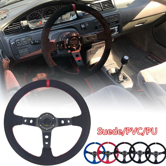 14 inch Suede/PVC/PU Racing Steering Wheel