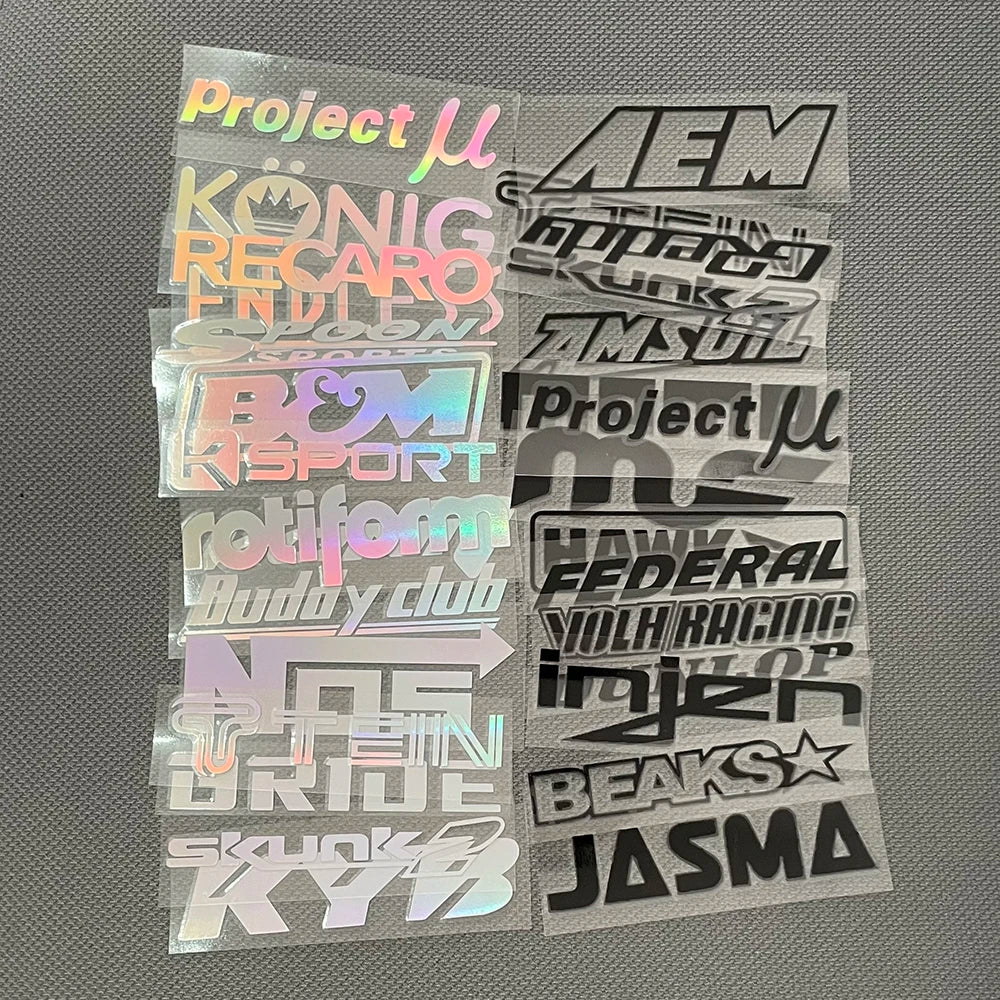 Racing Sponsor Style Reflective Sticker Set (15pcs)